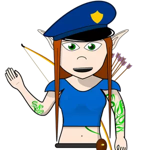 Arte dei cartoni animati dell'ufficiale di polizia femminile